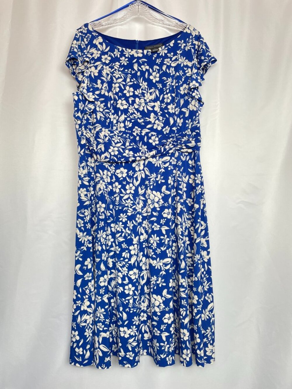 NWT Classic Jessica Howard Blue & White Floral Midi Dress Garden Party Career 16